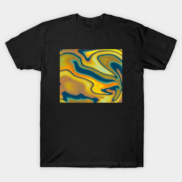 Gold dark green Marble Waves effect T-Shirt by Dolta